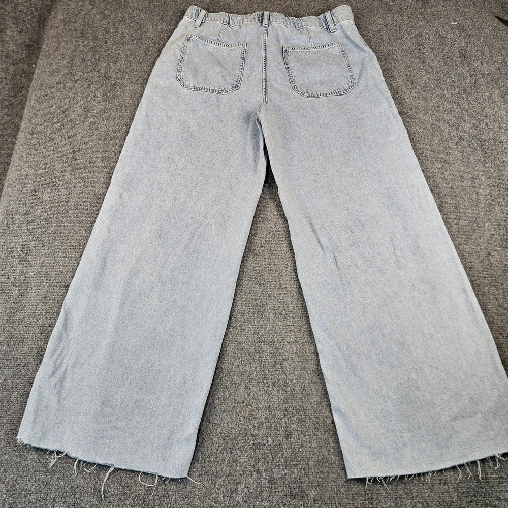 Lucky Brand Womens Light Wash Wide Leg Drawstring Denim Jeans Raw Hem Large - Picture 2 of 12